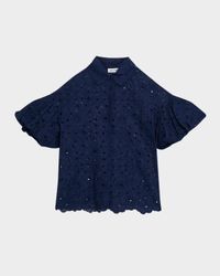 Eyelet Button-Front Shirt