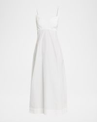 Sleeveless Cotton Sateen Bustier Midi Dress