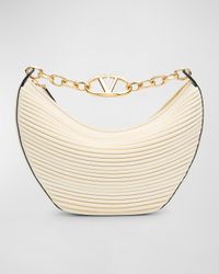 VLOGO Small Moon Textured Leather Hobo Bag