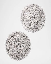 Oval Diamond Button Earrings in 18K White Gold