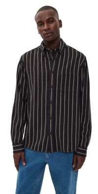 Far Afield Kuki Striped Brushed Flannel Shirt Grey/Multi L