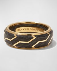Men's Forged Carbon Band Ring in 18K Gold, 8.5mm