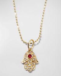 14k Gold Diamond Hamsa Pendant Necklace