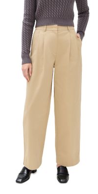 DUNST Double Pleated Wide Chino Slacks Beige L