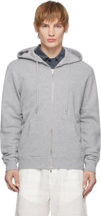 Sunspel Gray Loopback Zip Hoodie