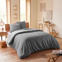 Coton Pur - Parure de couette nid d'abeille 240 x 220 pour lit 2 places 140 à 160 cm - Taille 240x220 cm - Gris