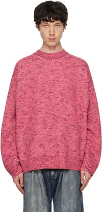 Acne Studios Pull rose à logo modifié en tricot jacquard