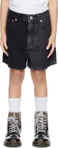 MM6 Maison Margiela Kids Black Faded Denim Shorts