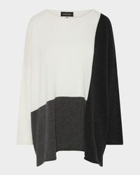 Color Block Cashmere Bateau-Neck Sweater (Long Length)