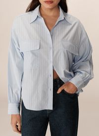 Grace Et Mila - Chemise droite col classique en coton mélangé - Taille 3 - Bleu
