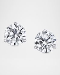 18K White Gold Martini Diamond Stud Earrings, 3.00tcw, 0.30"L / 0.30"W