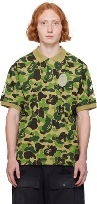 BAPE Green ABC Camo Large Ape Head Polo