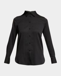Slim-Fit Long-Sleeve Stretch-Silk Blouse