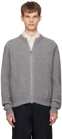 Solid Homme Gray Zip-Up Sweater