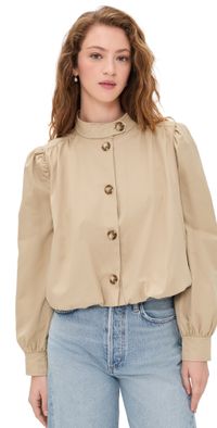 Line & Dot Hemlock Gathered Trench Jacket Beige M