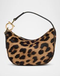 Smile Leopard Calf Hair Top-Handle Bag
