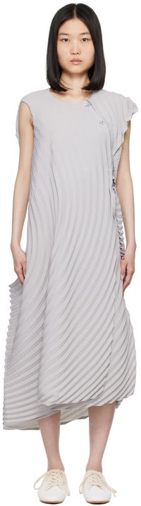 ISSEY MIYAKE Gray Resonant Pleats Maxi Dress