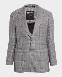 Men's Cashmere and Silk Plaid Two-Button Sport Coat