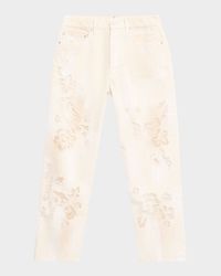 Aisling Floral Devore Straight-Leg Ankle Jeans