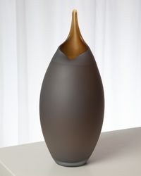 Small Frosted Vase with Amber Casing