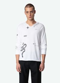 Zadig&voltaire - Tee-shirt tunisien imprimé en coton bio - Taille XL - Blanc