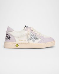Girl's Ballstar Leather Glitter Sneakers, Baby/Toddlers