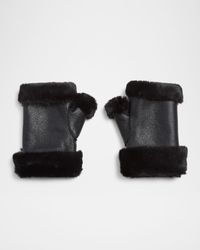 Gstaad Faux Fur and Leather Fingerless Mittens