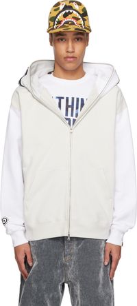 BAPE White & Gray Shark Full Zip #1 Hoodie