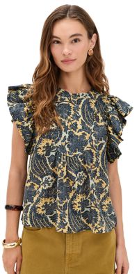 Ulla Johnson Sienna Flutter Sleeve Top Luna 00