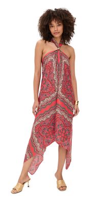 Cara Cara Twist Dress Paisley Scarf Coral XS/S