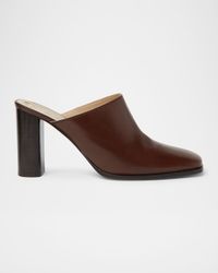 Alba Leather Square-Toe Mules