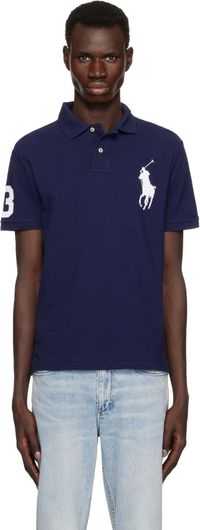 Polo Ralph Lauren Navy Custom Slim Fit Big Pony Mesh Polo