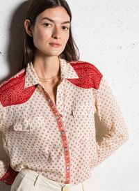 Maison Hotel - Chemise imprimée en coton - Taille L - Rouge