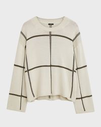 Crewneck Grid Intarsia Sweater