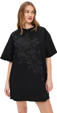 Marques'Almeida Flower Motif Drill T-Shirt Dress Black 14