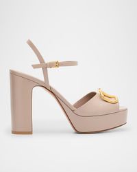 VLogo Signature Nappa Leather Platform Sandals