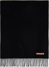 Acne Studios Black Oversized Fringe Wool Scarf