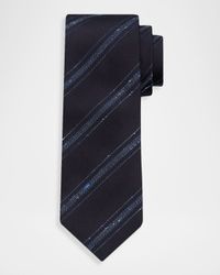 Men's Silk and Cotton Textured Stripe Tie