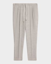 Men's Linen and Wool Pleated Drawstring Pants