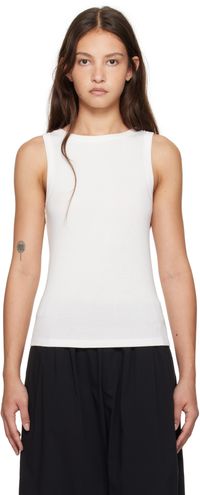 St. Agni Débardeur blanc en coton bio à col bateau