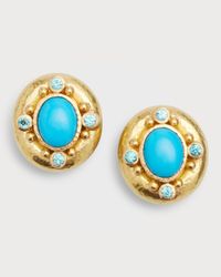 Turquoise Oval Earrings with 2.5mm Zircon