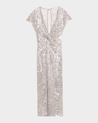 Jackie Twisted Sequined Midi Dress