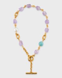 Pearl and Semiprecious Stone Toggle Necklace