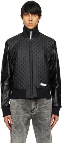 Balmain Black Main Lab Faux-Leather Bomber Jacket