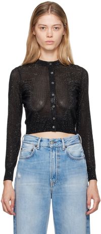 Alexander Wang Black Beaded Hotfix Cardigan