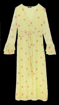 Gina Tricot - Robe longue Col V à imprimé - Taille 50 - Jaune