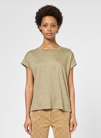 Gerard Darel - Tee-shirt col rond en lin - Taille 4 - Kaki