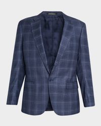 Men's Wool and Viscose Tonal Plaid Sport Coat