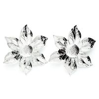Monsieur Simone - Maxi boucles d'oreilles puces fleurs plaqué argent - Taille Unique - Argent