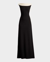 Draped Two-Tone Crepe Gown